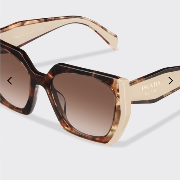 Prada Sunglasses Rectangular with Logo Opaque Gradient Dark Brown Lenses - Picture 4 of 9